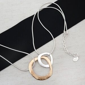 Marjorie Baer Interlocking Rings Necklace, Mixed Metal, NWT